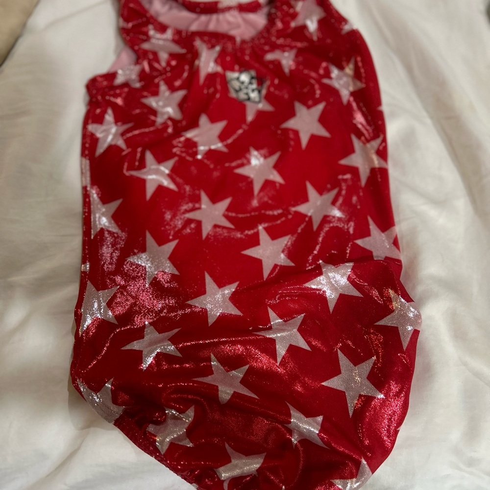 Leotard -red with stars - size adult xs - fits girls size 10 -